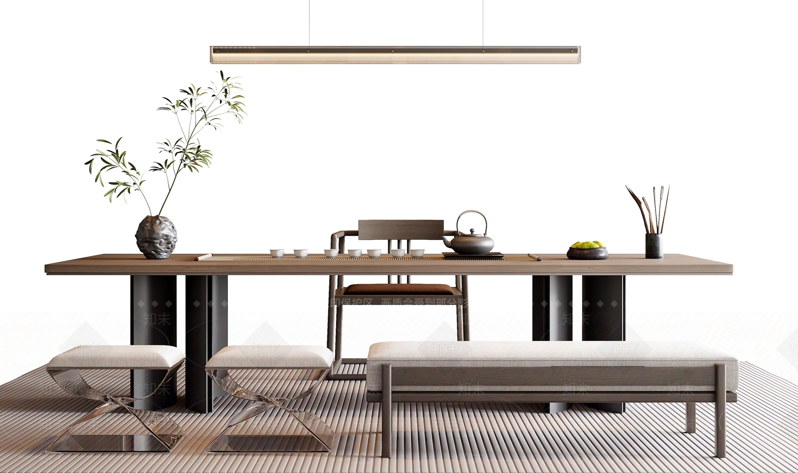 现代意式茶桌椅3D模型下载【ID:1192360092】