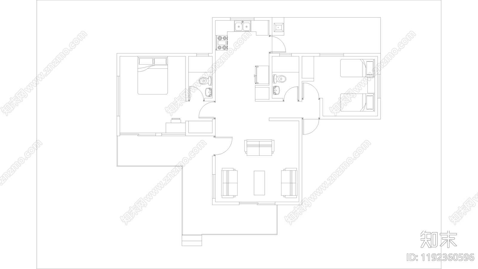 现代住宅楼建筑施工图下载【ID:1192360596】