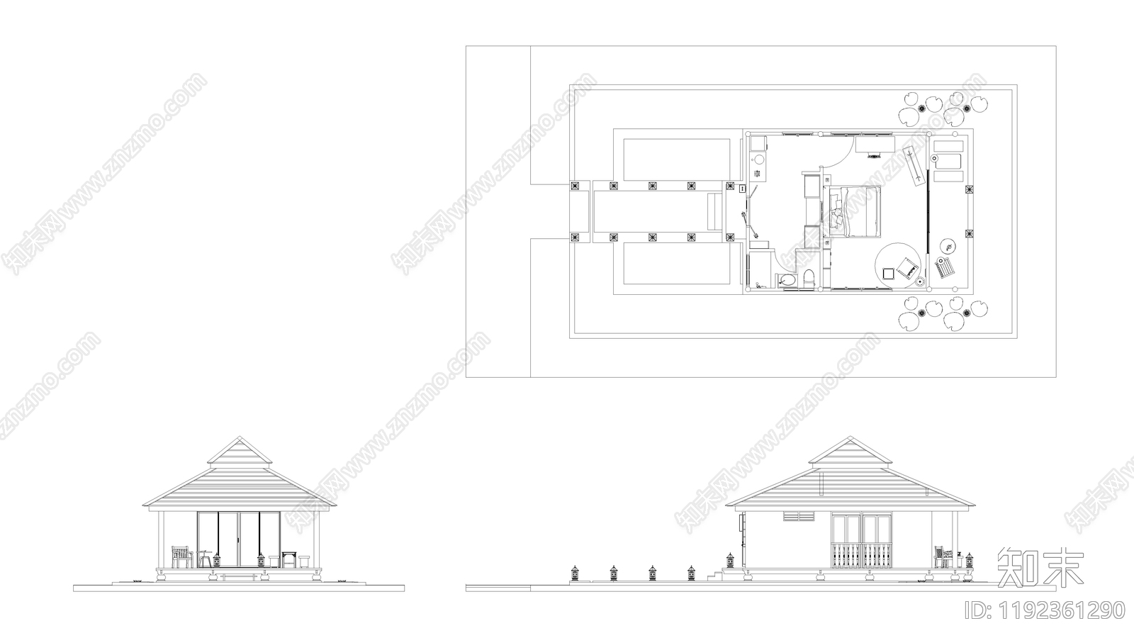现代别墅建筑施工图下载【ID:1192361290】