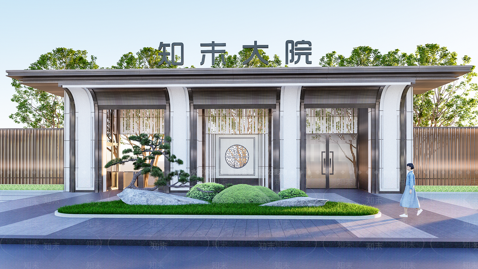 新中式入口大门SU模型下载【ID:1192361556】