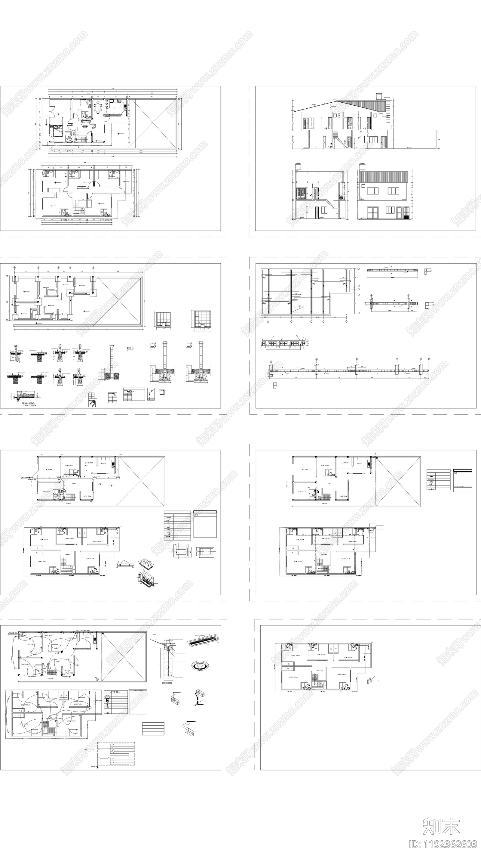 现代别墅建筑施工图下载【ID:1192362603】