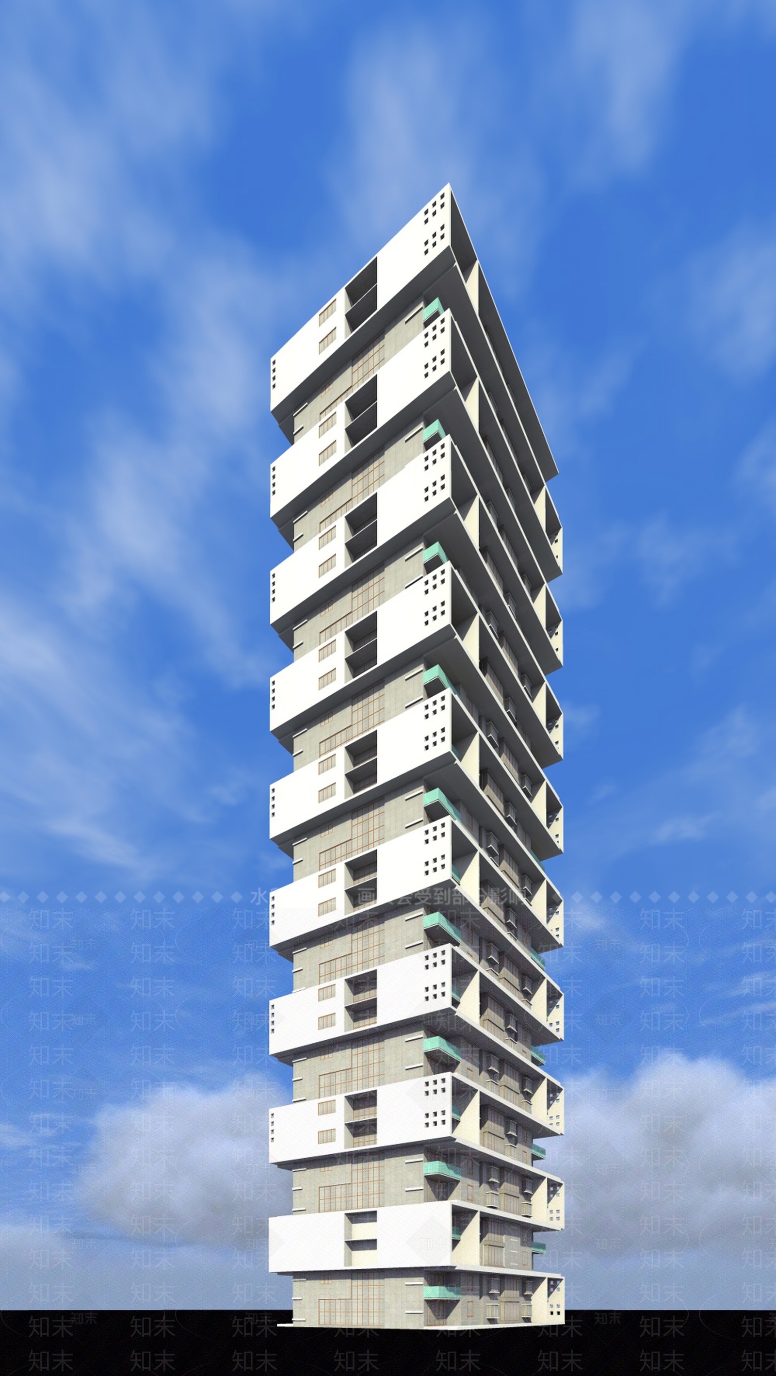 现代多层住宅SU模型下载【ID:1192363540】