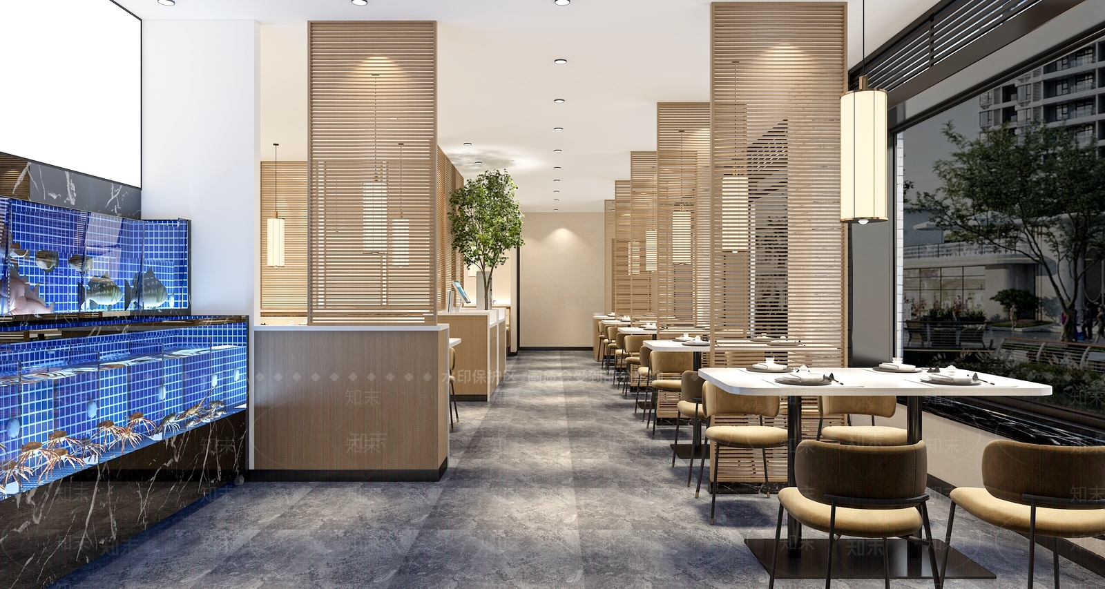现代中餐厅3D模型下载【ID:1192364369】