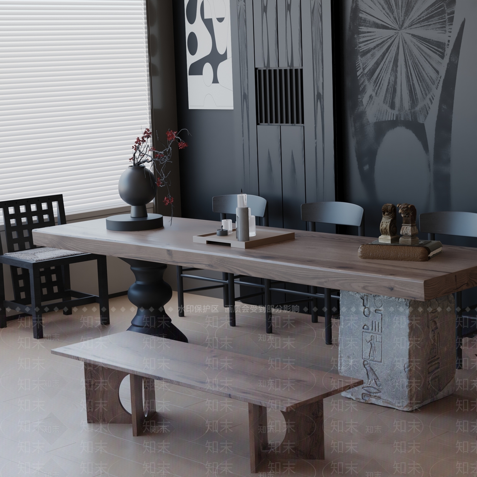 现代餐桌3D模型下载【ID:1192370564】