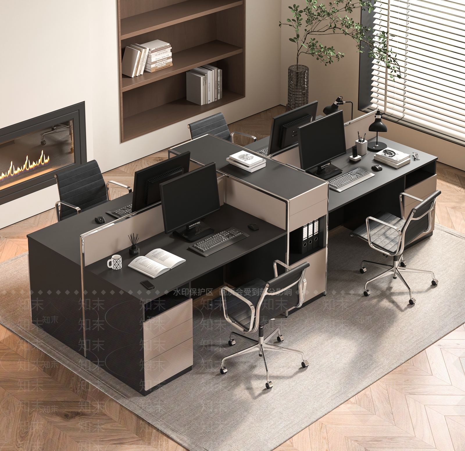 现代办公桌椅3D模型下载【ID:1192370888】
