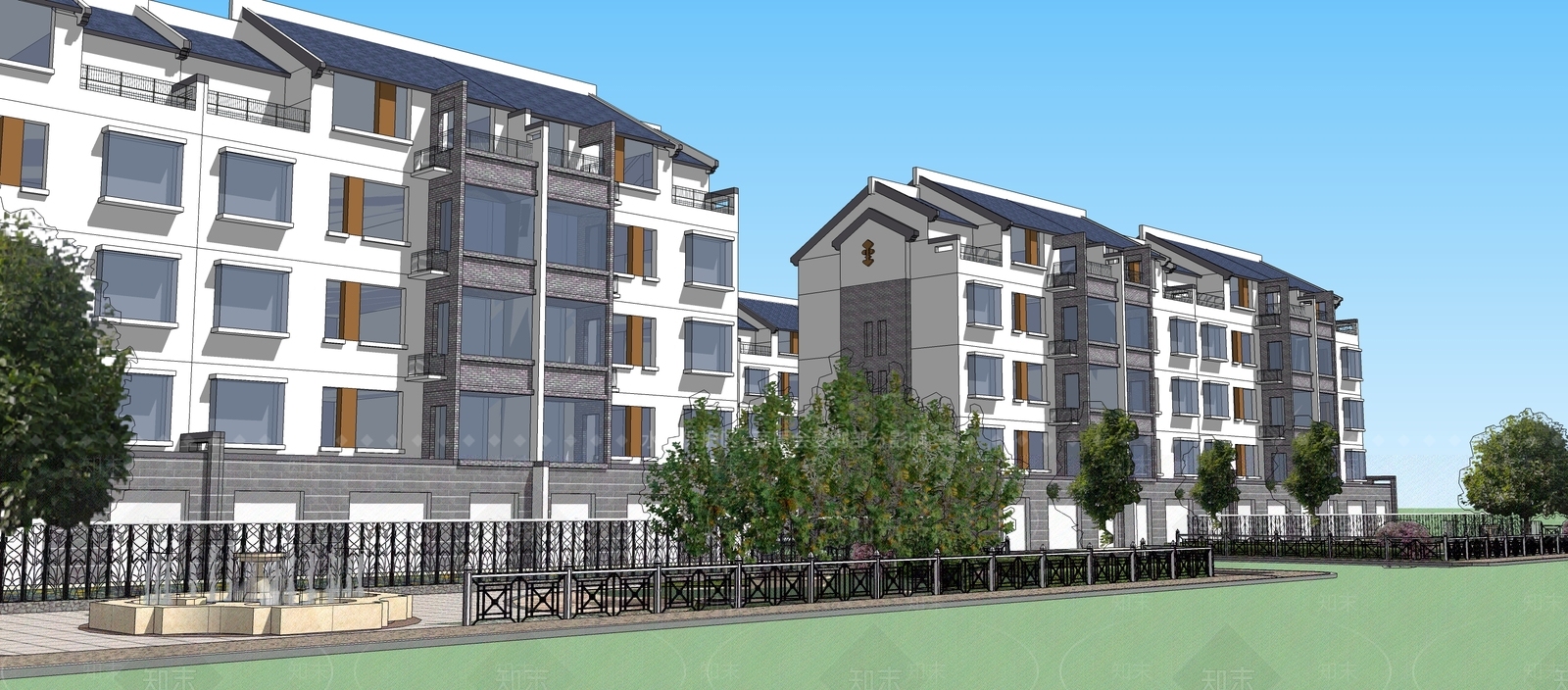 中式多层住宅SU模型下载【ID:1192371108】