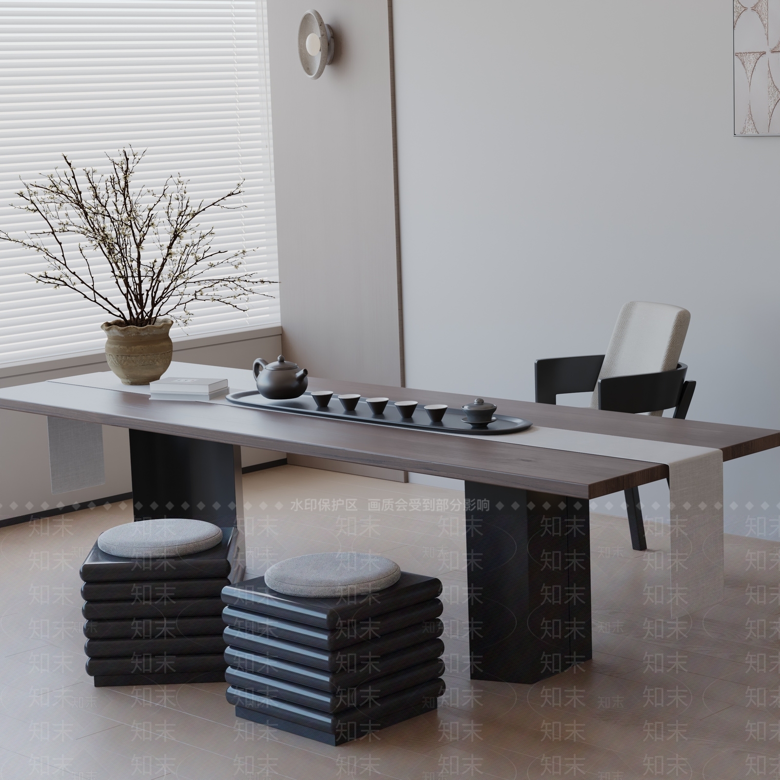 现代茶室3D模型下载【ID:1192377468】