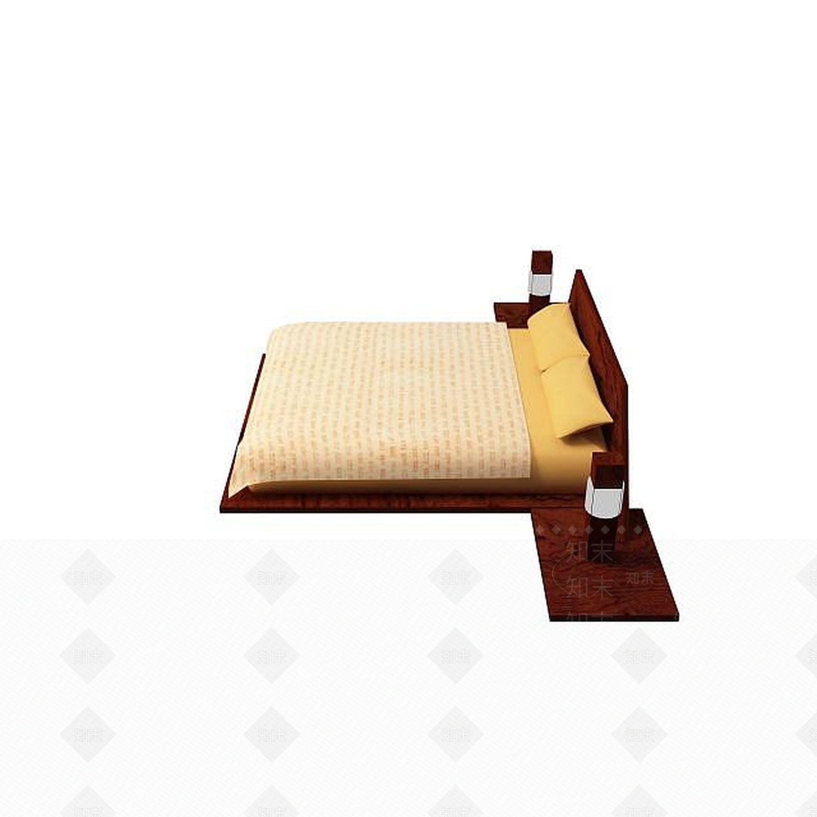 现代双人床3D模型下载【ID:1199327817】