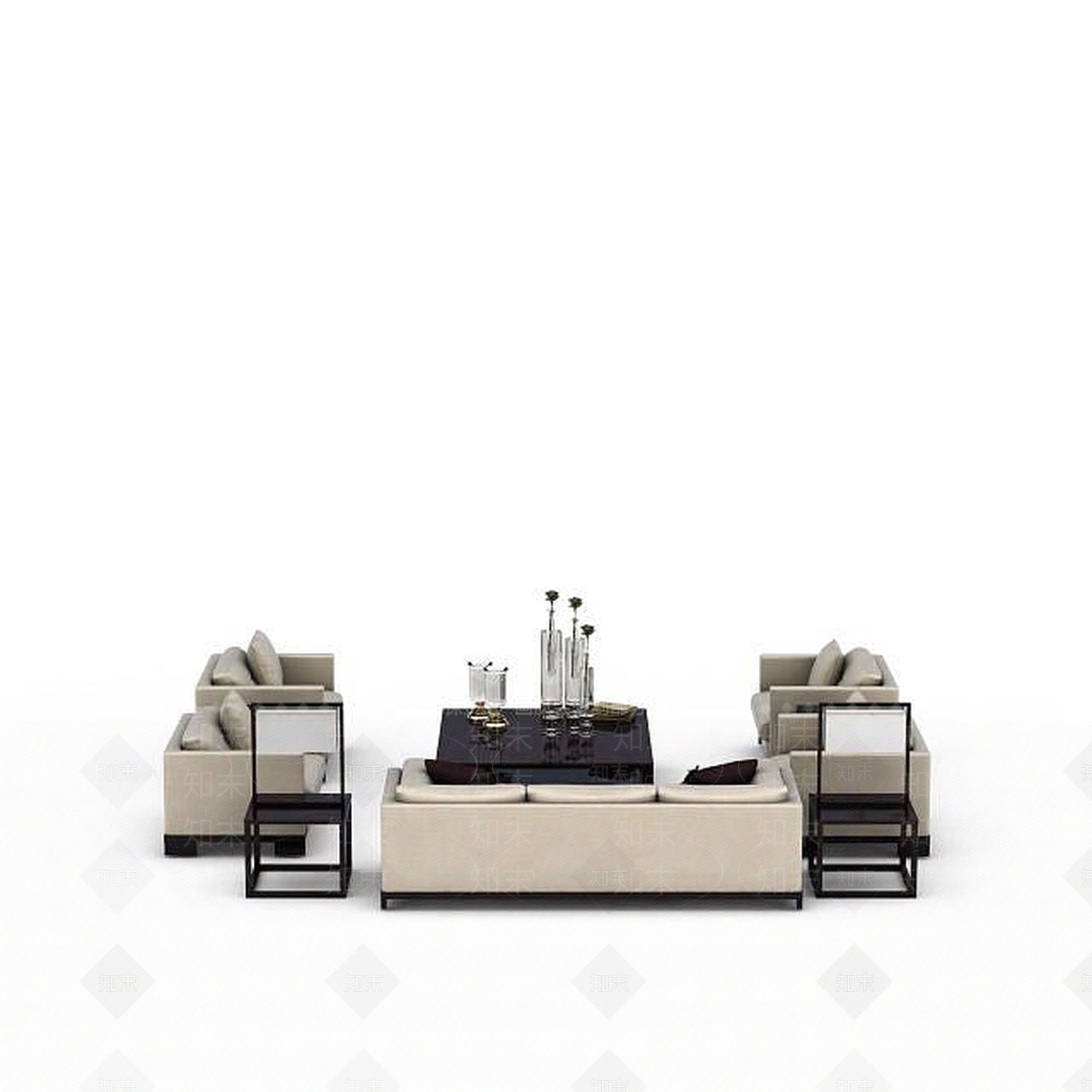 现代双人沙发3D模型下载【ID:1192383792】
