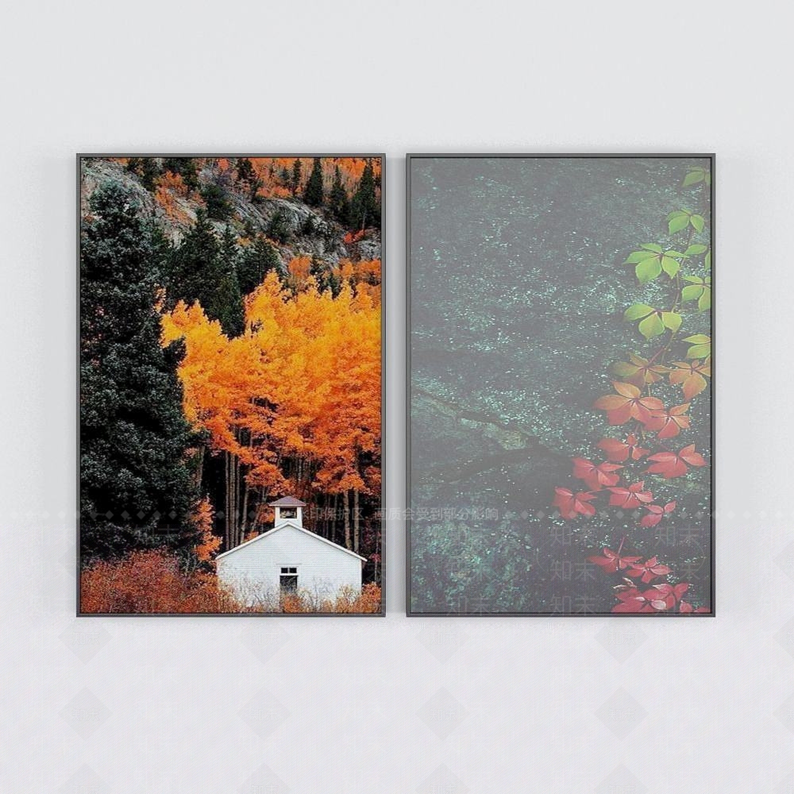 现代树叶装饰挂画3D模型下载【ID:1192384092】