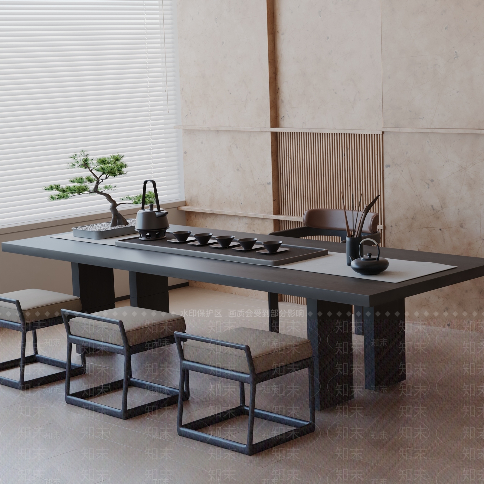 现代茶室3D模型下载【ID:1192385689】