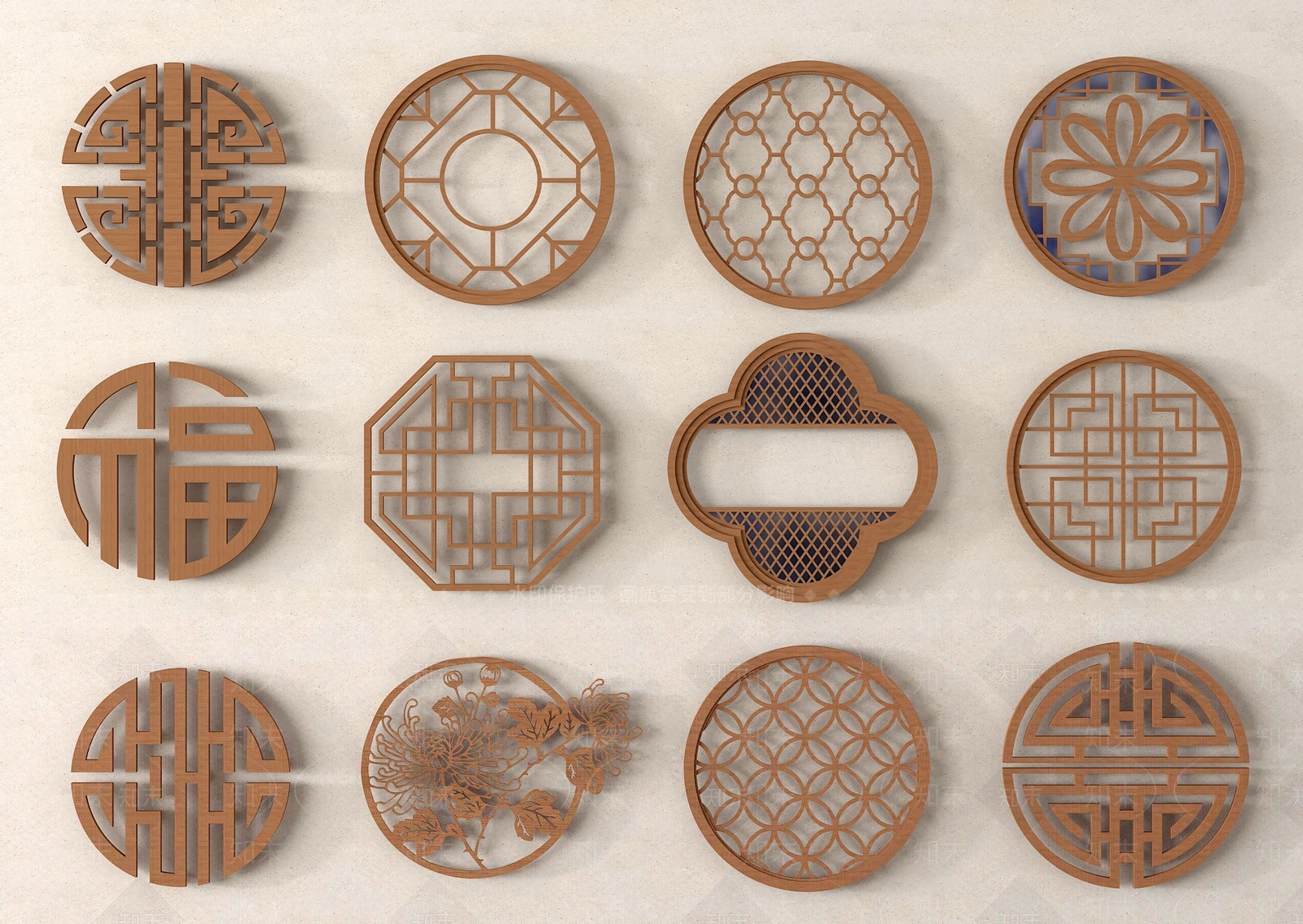 新中式镂花窗SU模型下载【ID:1192388090】