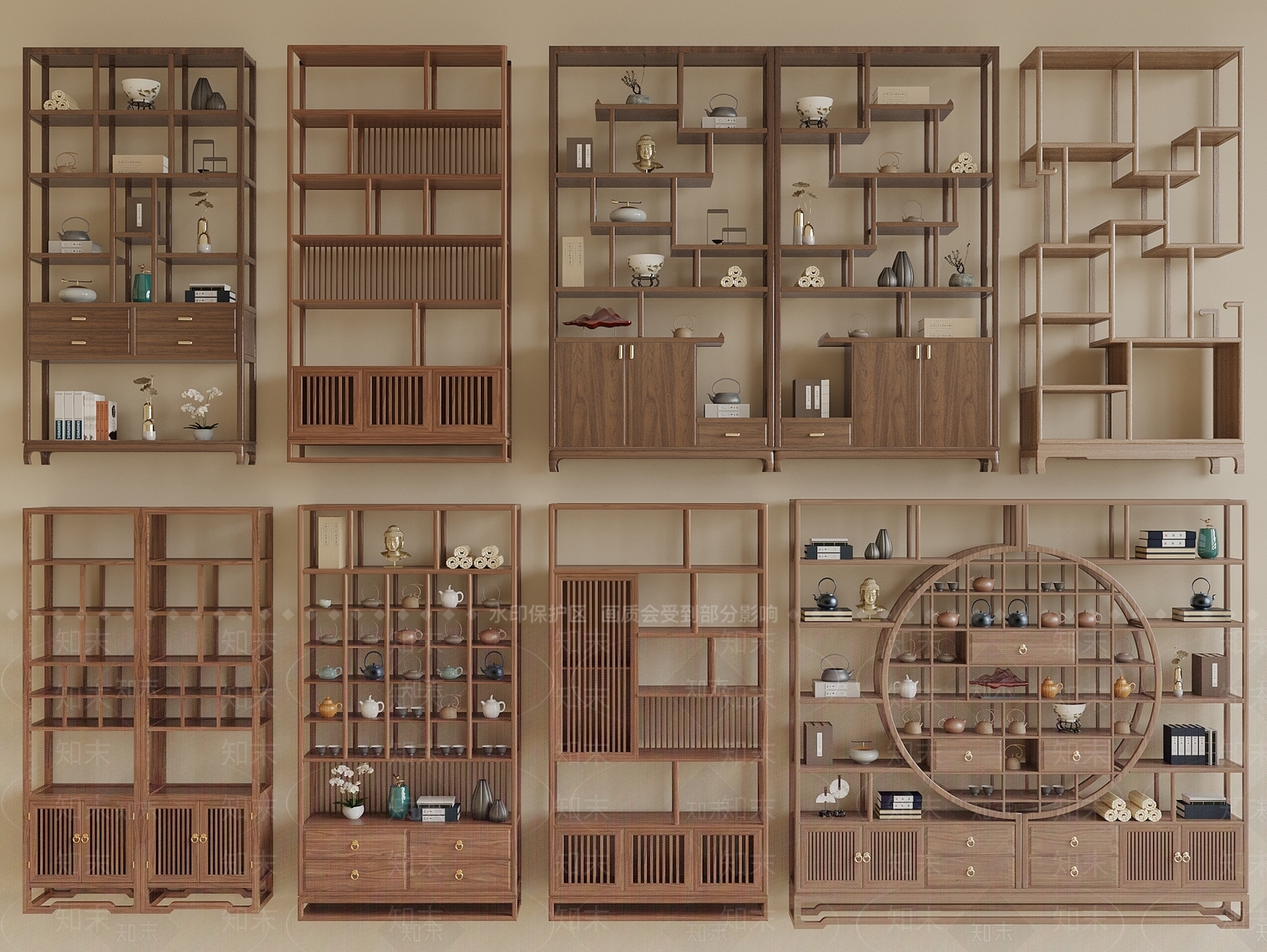 新中式博古架SU模型下载【ID:1192391019】
