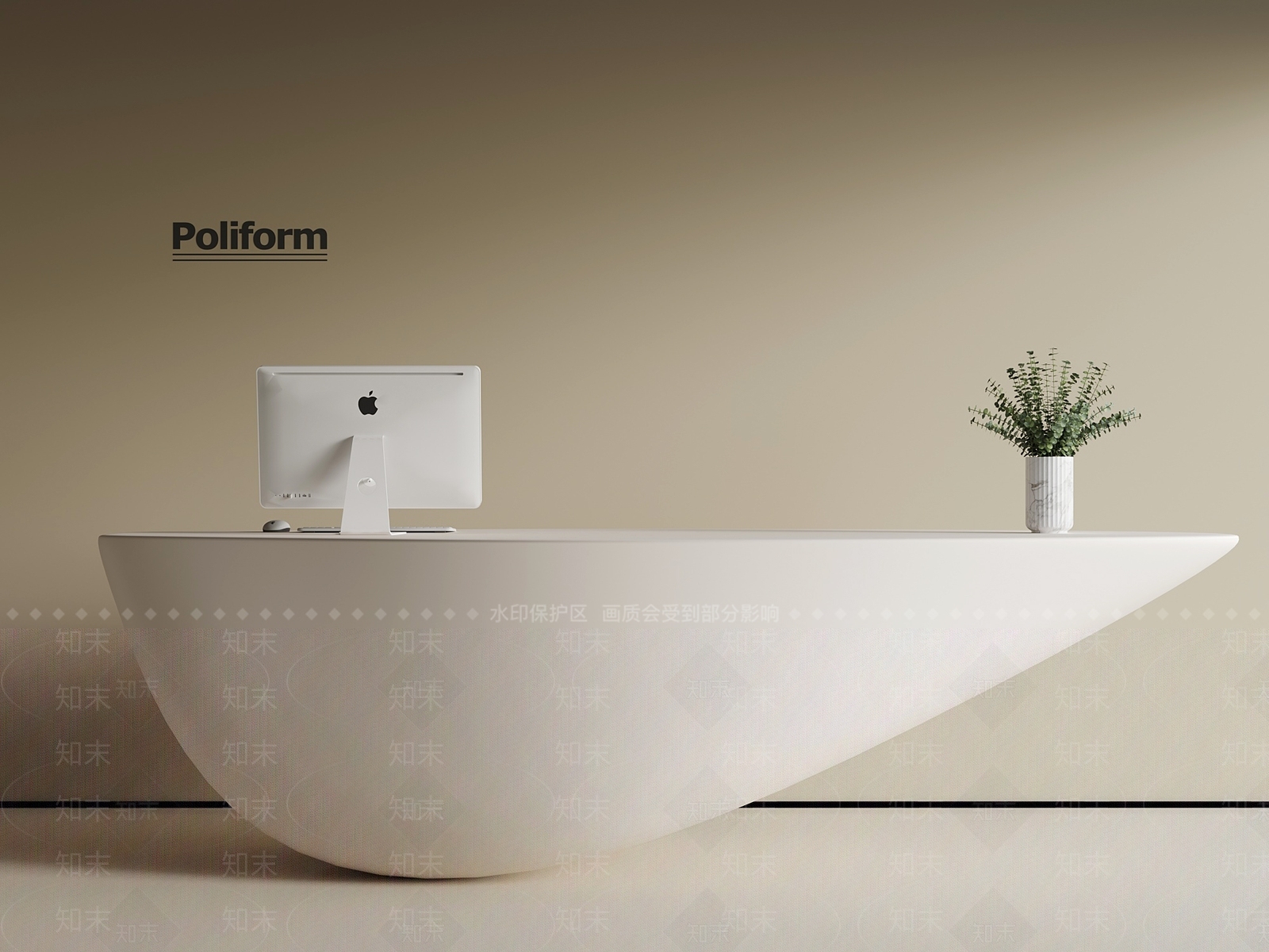 现代奶油前台3D模型下载【ID:1192391126】