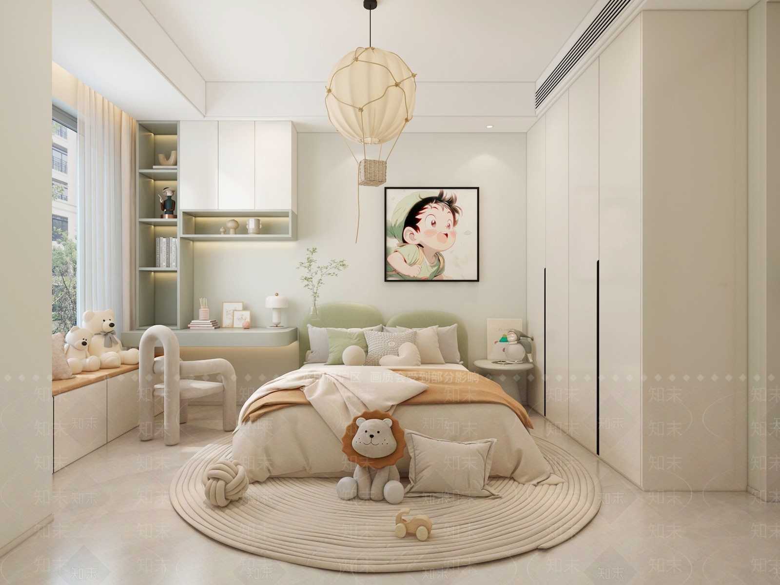 奶油简约家居卧室3D模型下载【ID:1192392145】