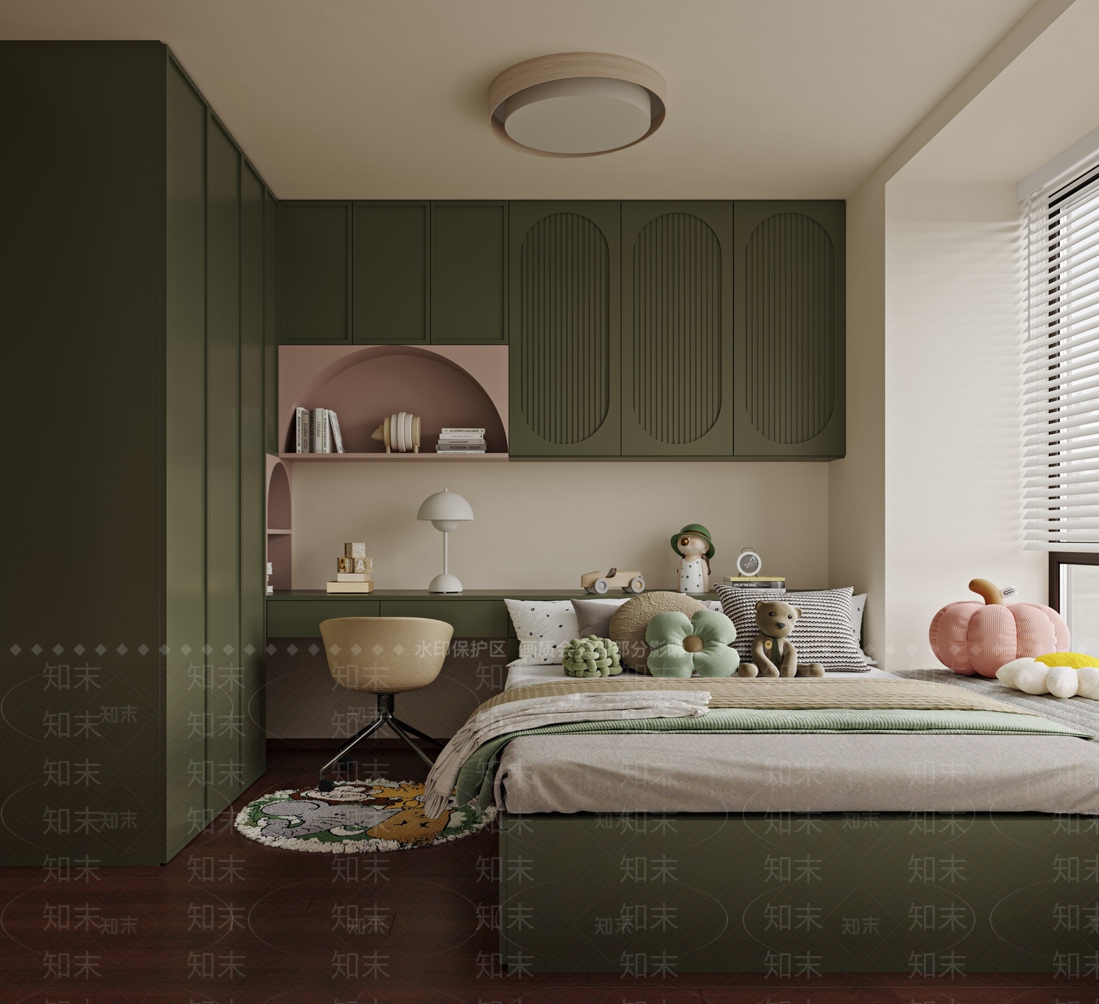 法式复古榻榻米卧室3D模型下载【ID:1192392350】