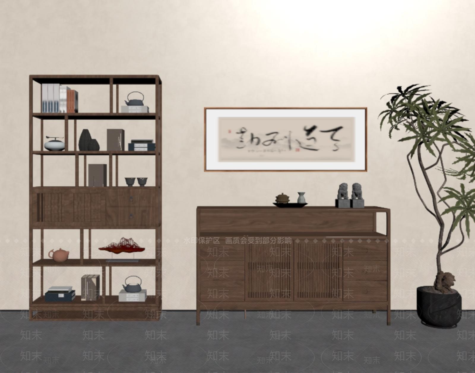 新中式博古架SU模型下载【ID:1192392459】