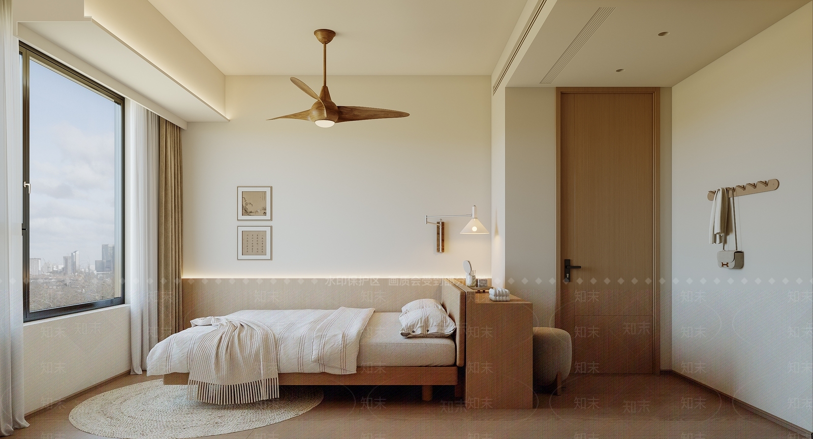 日式原木家居卧室3D模型下载【ID:1192397656】