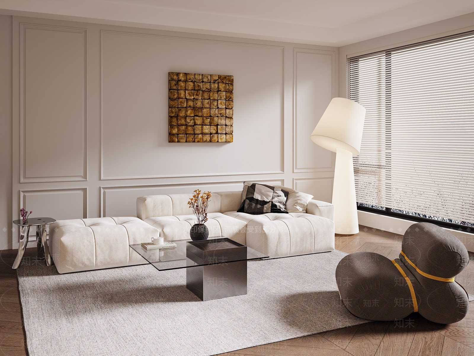 简约美式家居客厅3D模型下载【ID:1192394148】