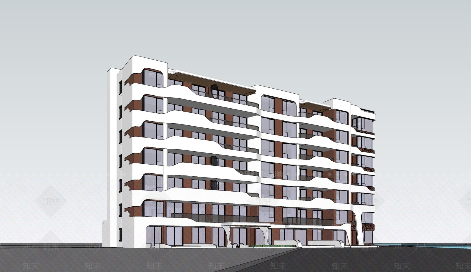 现代多层住宅SU模型下载【ID:1192394312】