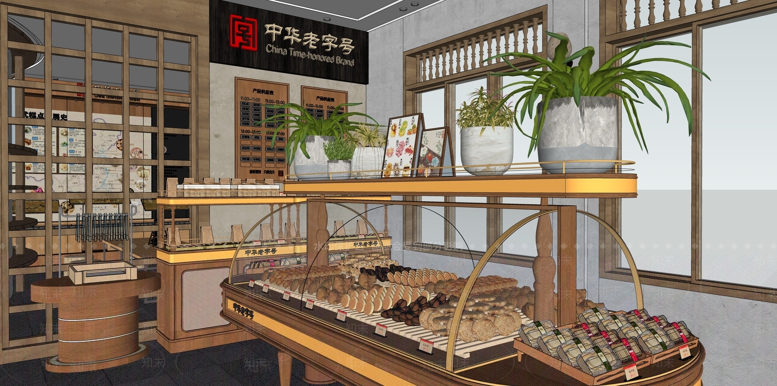 中古侘寂甜品面包店SU模型下载【ID:1192398370】