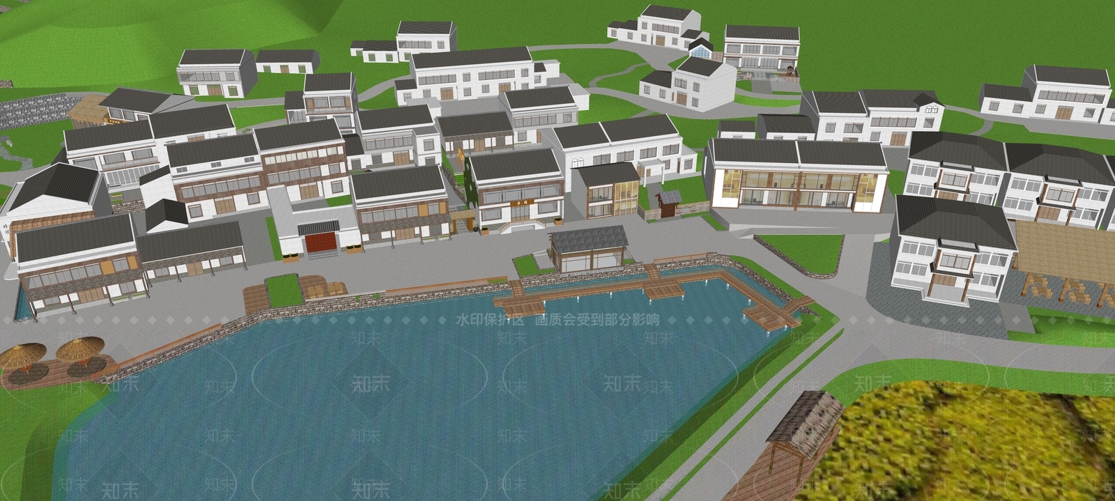 现代民宿建筑SU模型下载【ID:1192398579】