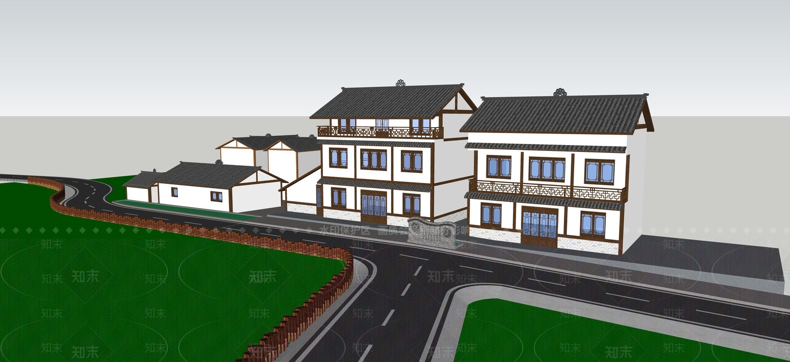 现代民宿建筑SU模型下载【ID:1192399094】