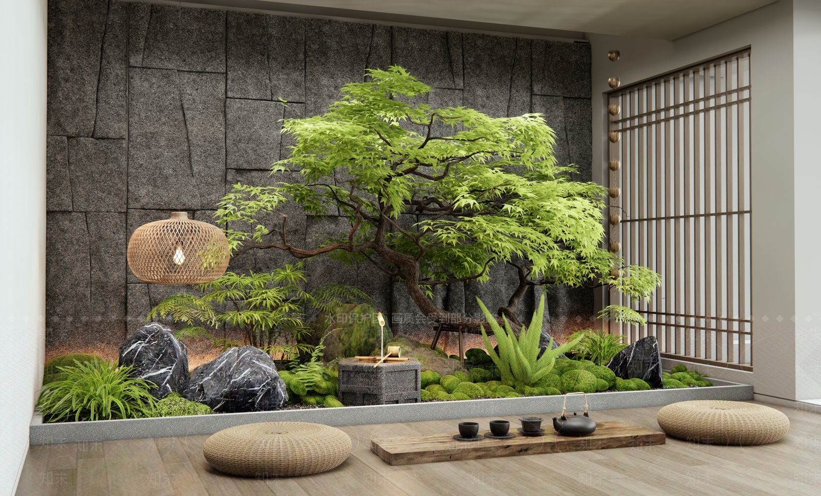 日式室内景观SU模型下载【ID:1192400411】