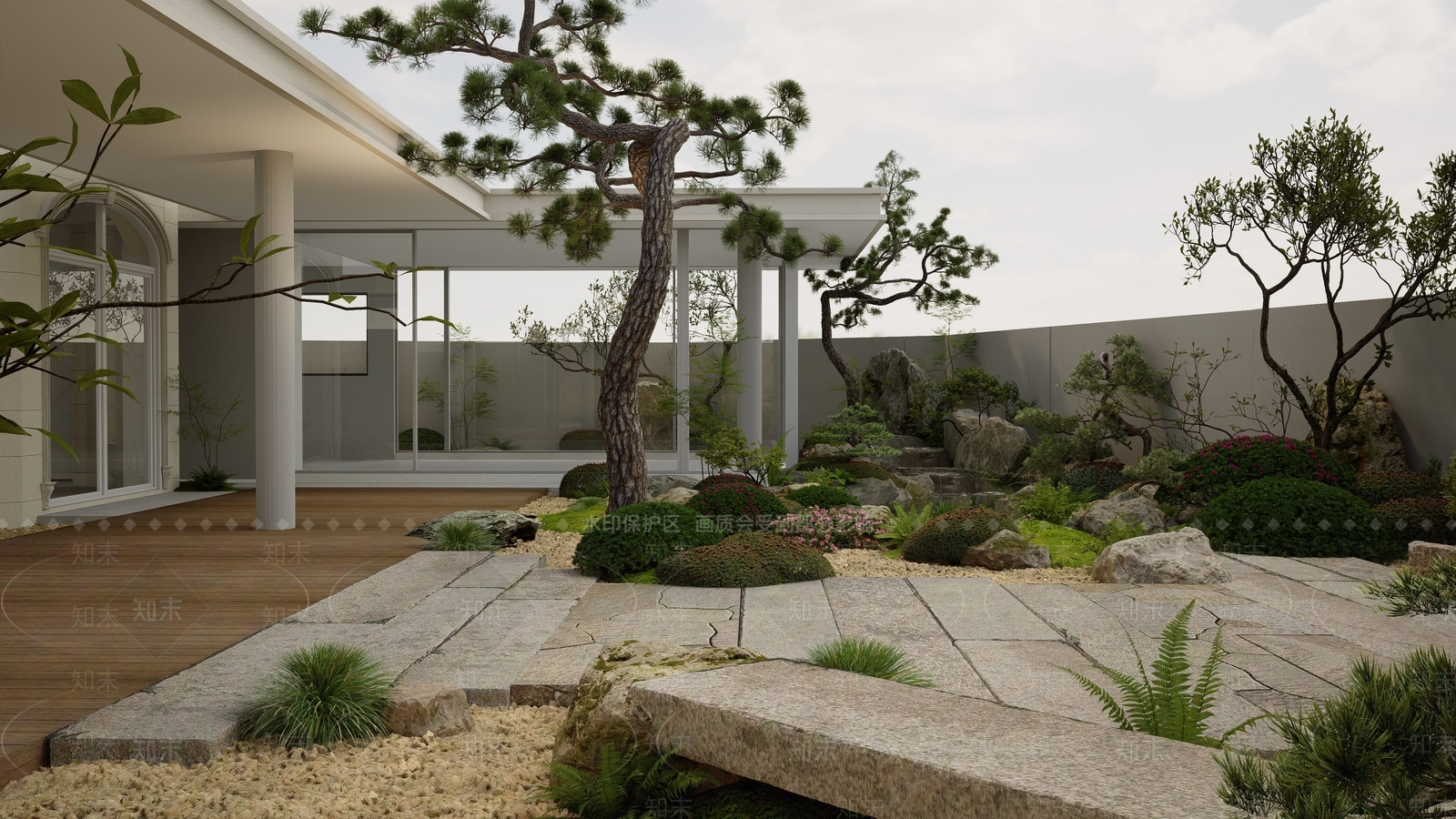 日式别墅庭院SU模型下载【ID:1192594452】