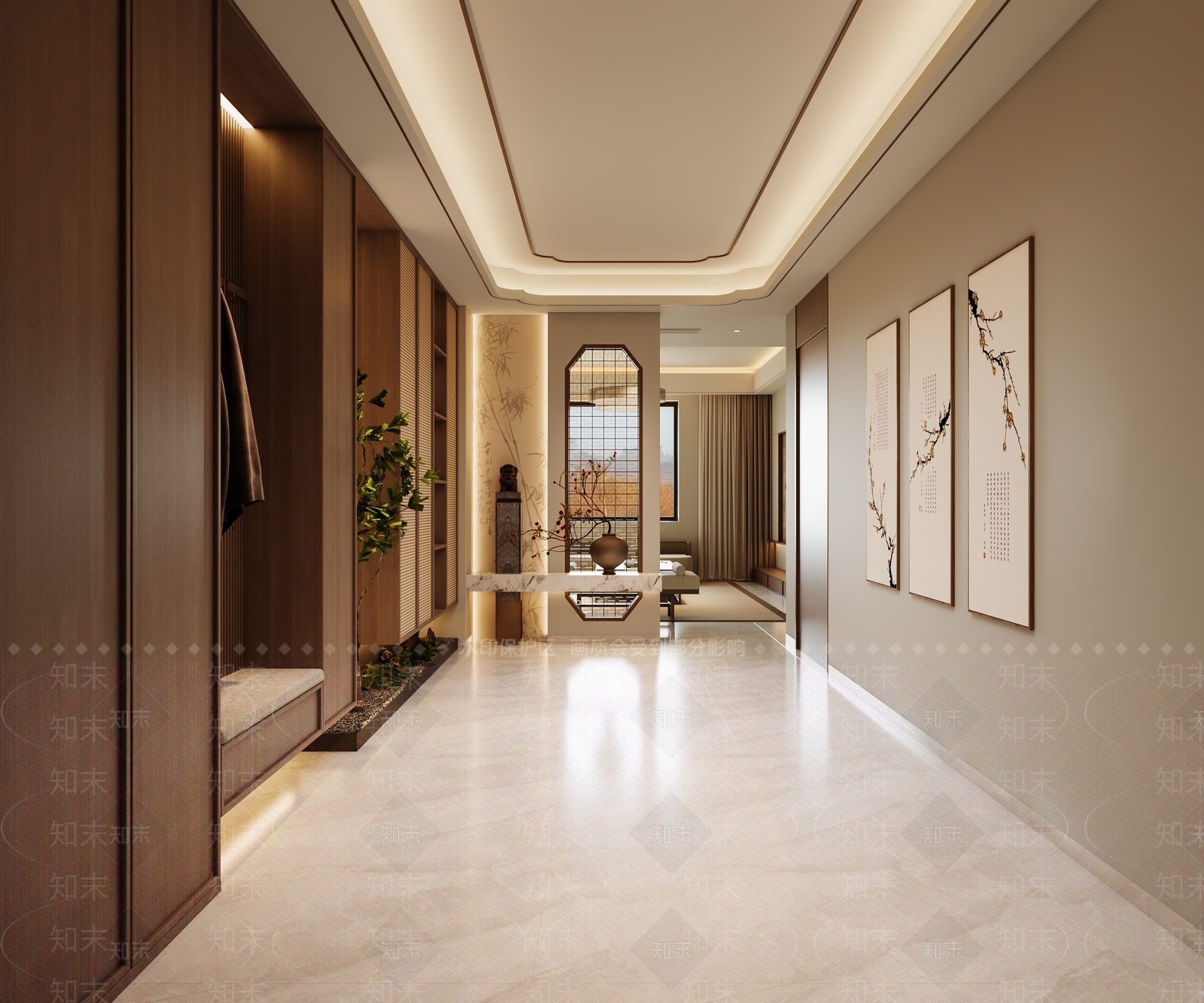 新中式禅意鞋柜3D模型下载【ID:1192417763】