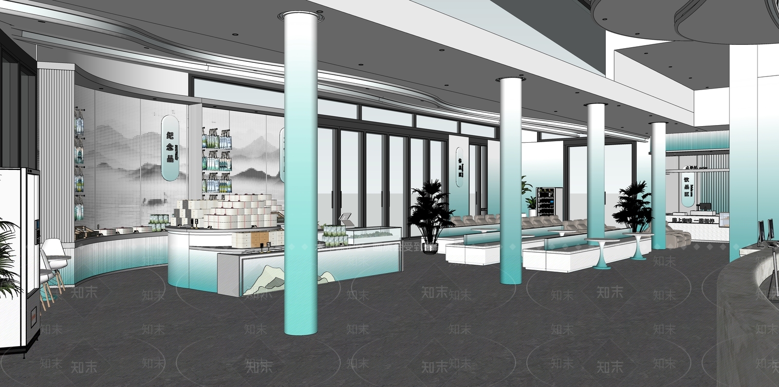 现代咖啡厅SU模型下载【ID:1222130719】
