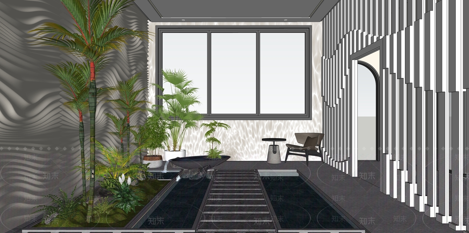 现代极简休息区SU模型下载【ID:1192420932】