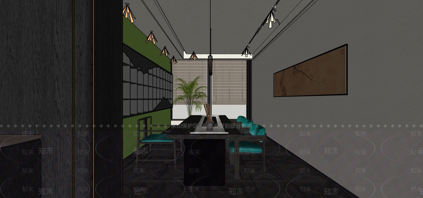 新中式现代茶馆SU模型下载【ID:1192425324】