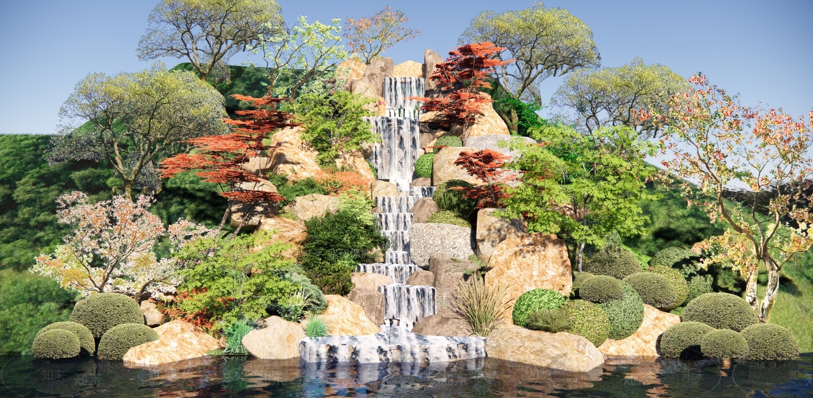 新中式假山SU模型下载【ID:1192426091】