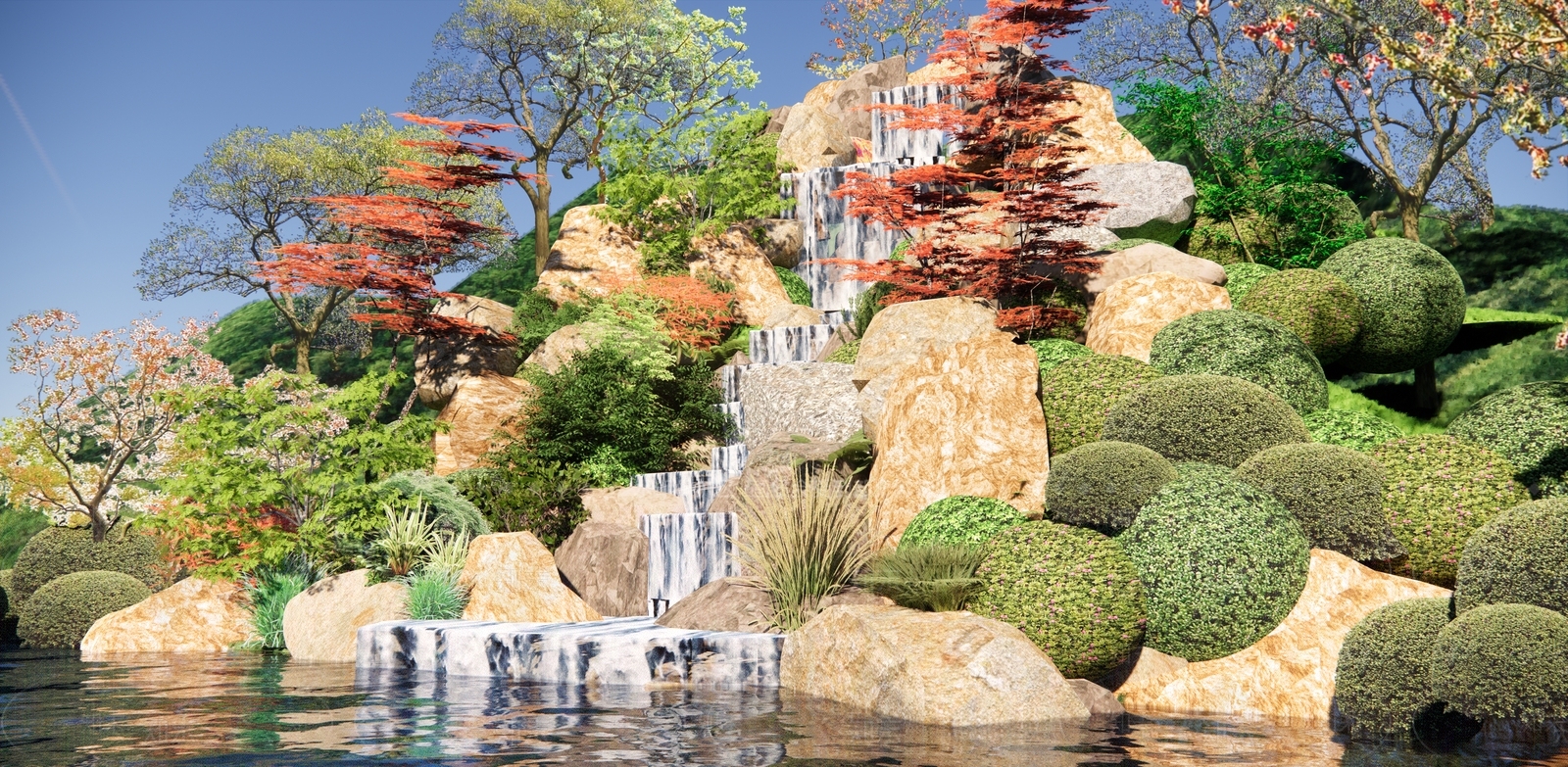 新中式假山SU模型下载【ID:1192426091】