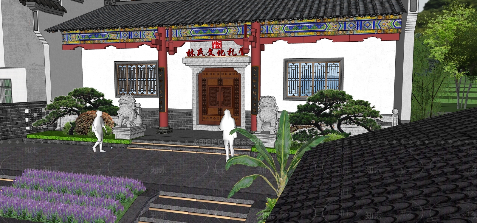 中式新中式古建筑SU模型下载【ID:1192428258】