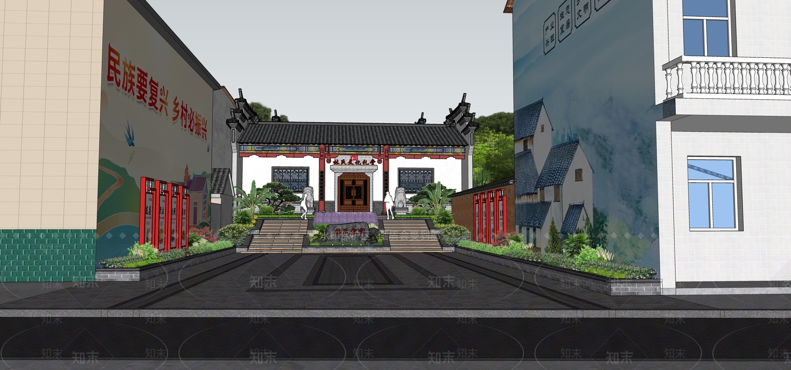 中式新中式古建筑SU模型下载【ID:1192428258】