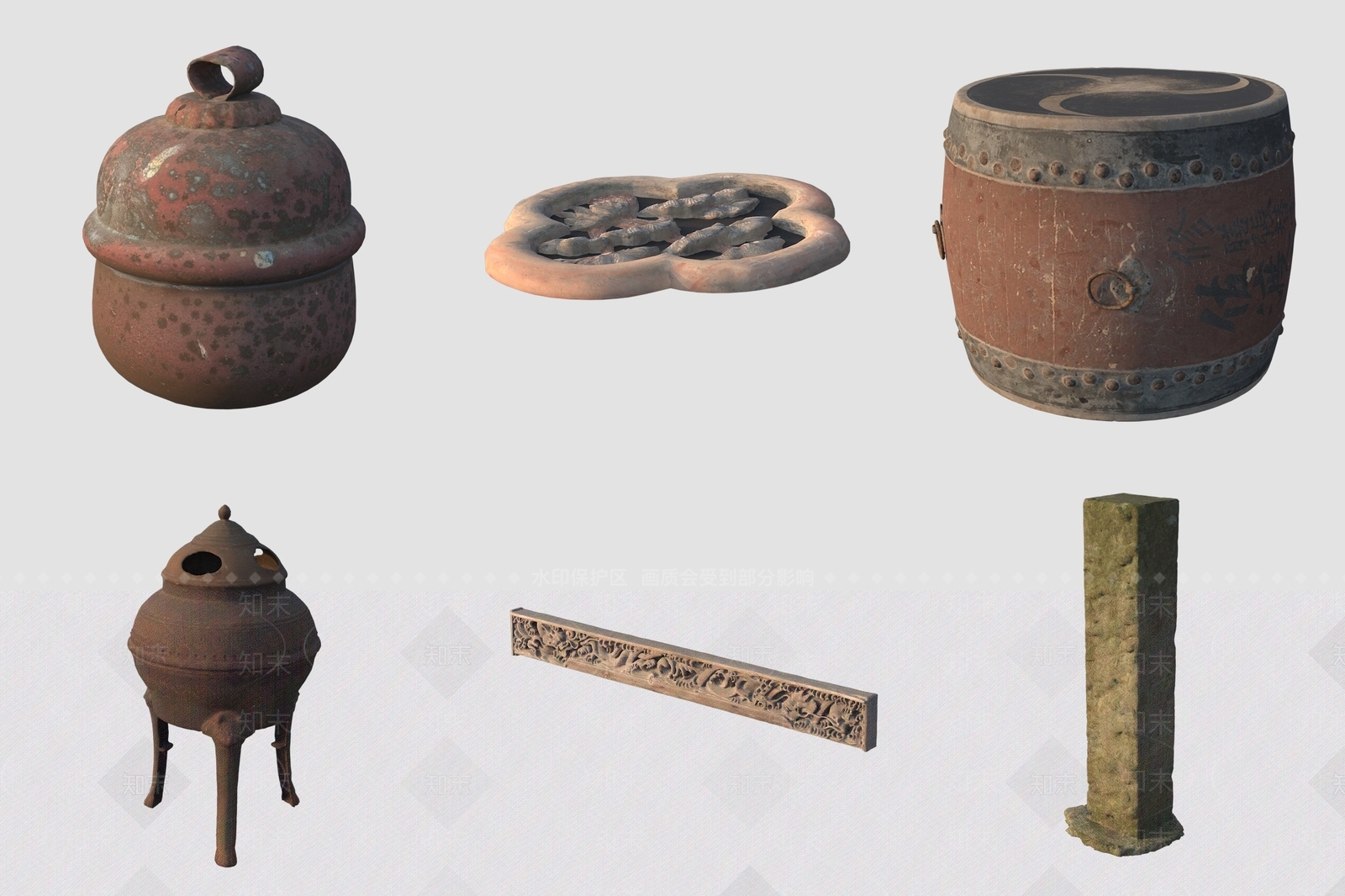 中式景观雕塑3D模型下载【ID:1192428425】