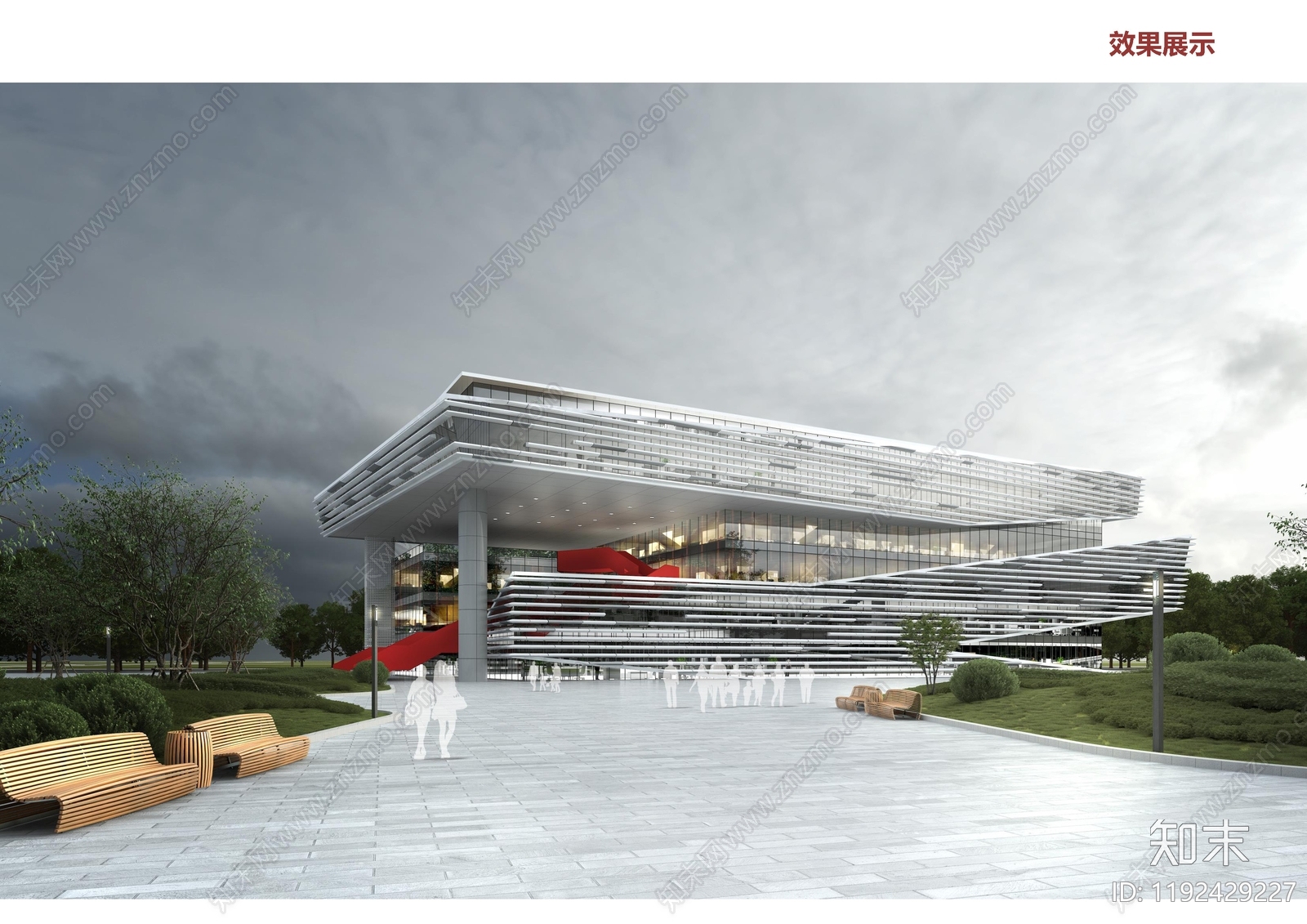 现代图书馆建筑施工图下载【ID:1192429227】