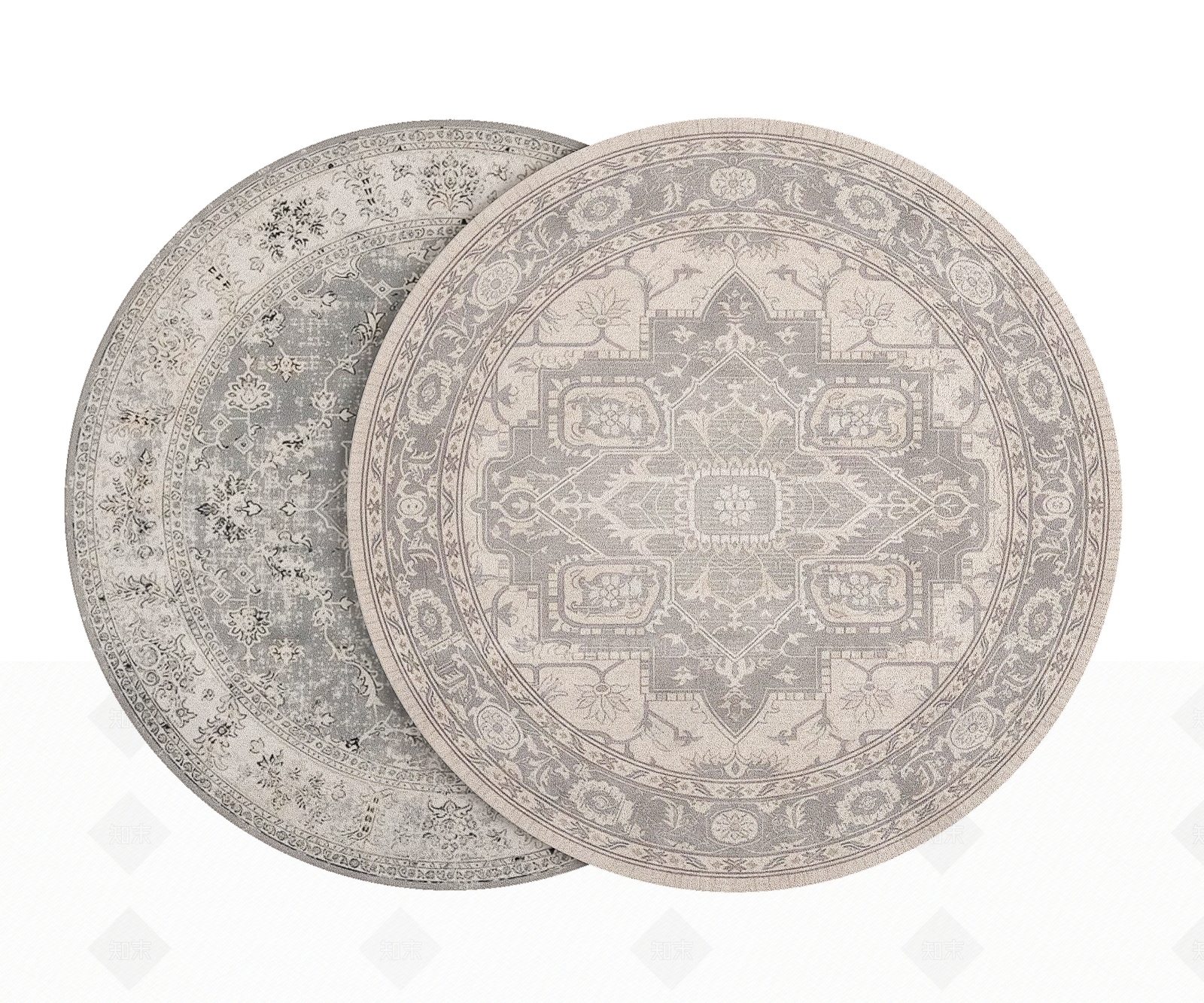法式美式圆形地毯3D模型下载【ID:1192431699】