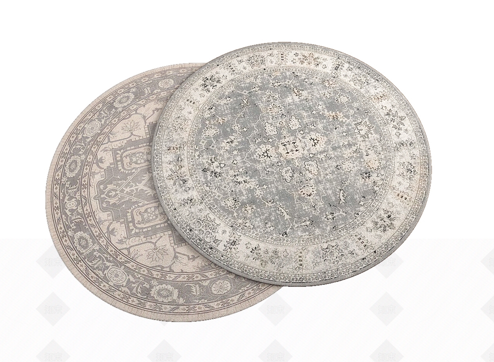 法式美式圆形地毯3D模型下载【ID:1192431699】