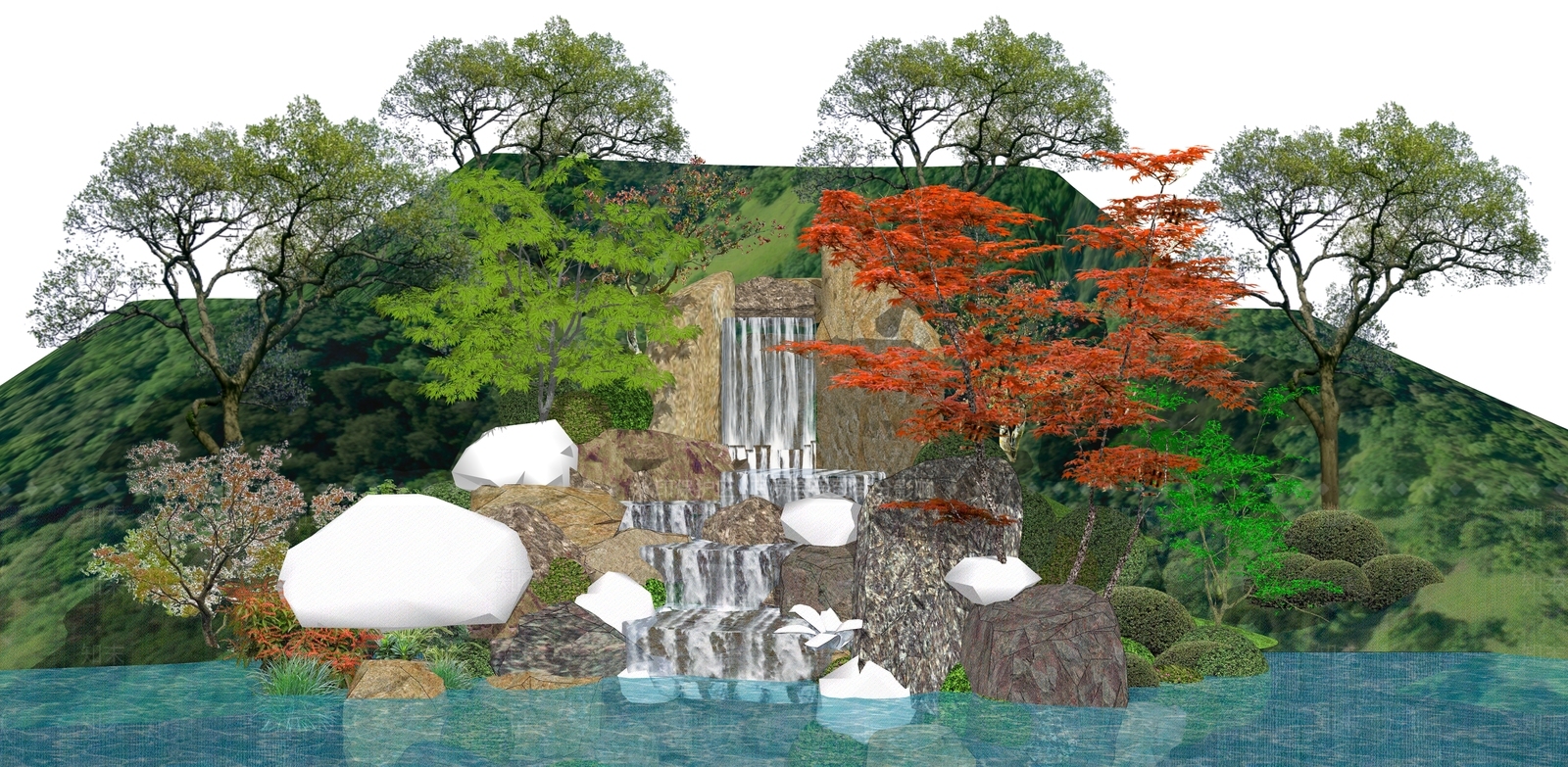 新中式假山SU模型下载【ID:1192434155】