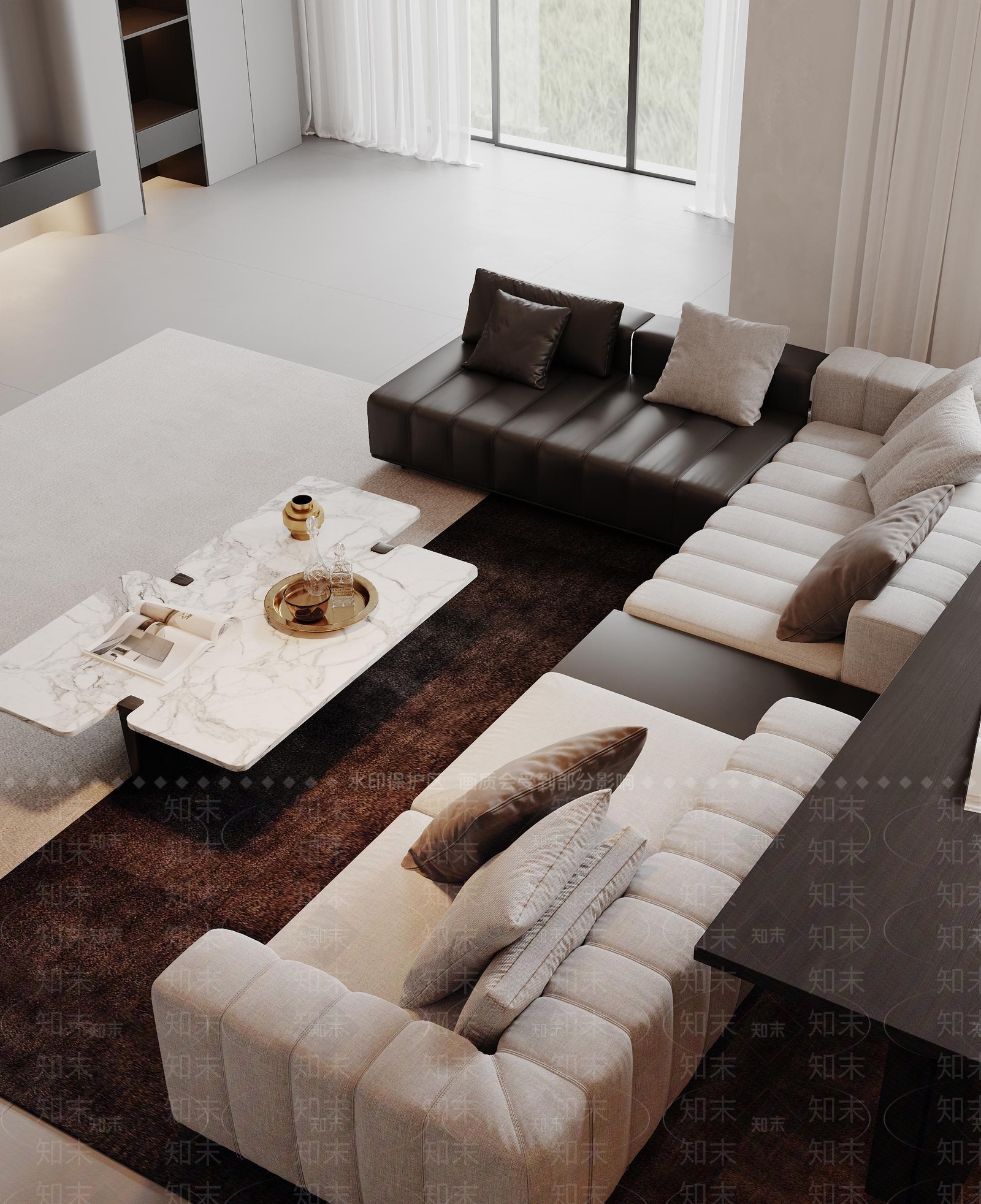 现代轻奢家居客厅3D模型下载【ID:1192436010】