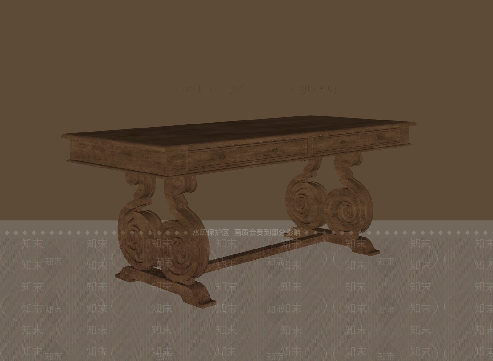 美式复古书桌3D模型下载【ID:1192437044】