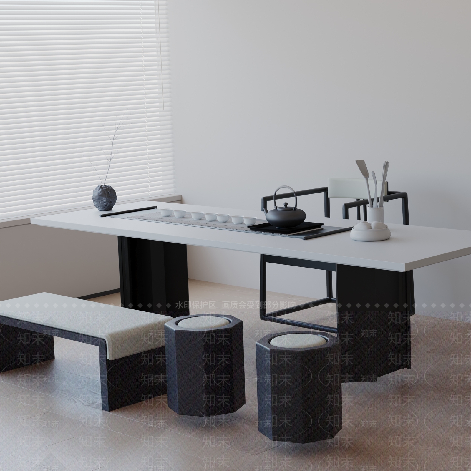 现代茶室3D模型下载【ID:1192438571】