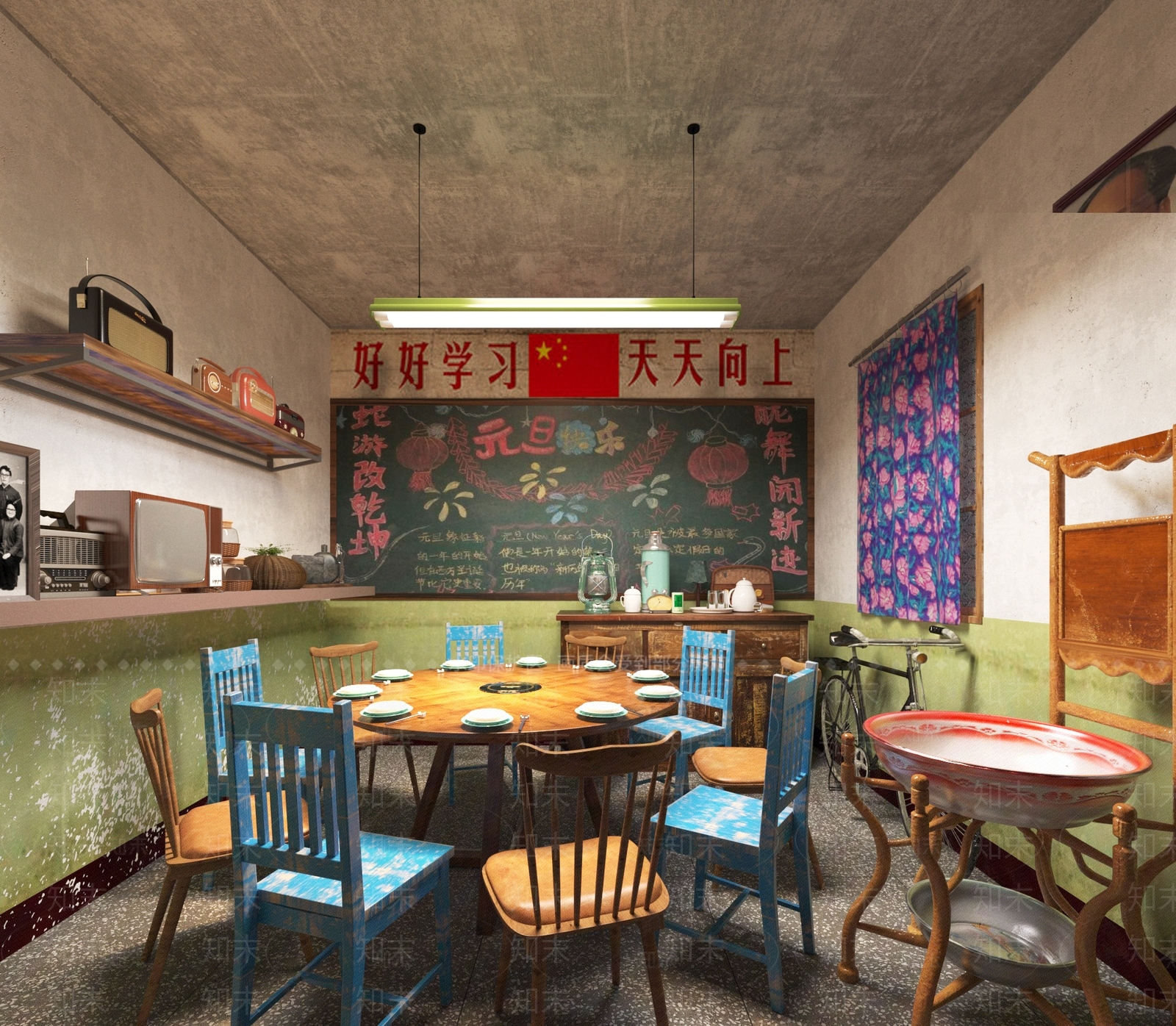 复古家居餐厅3D模型下载【ID:1192439801】