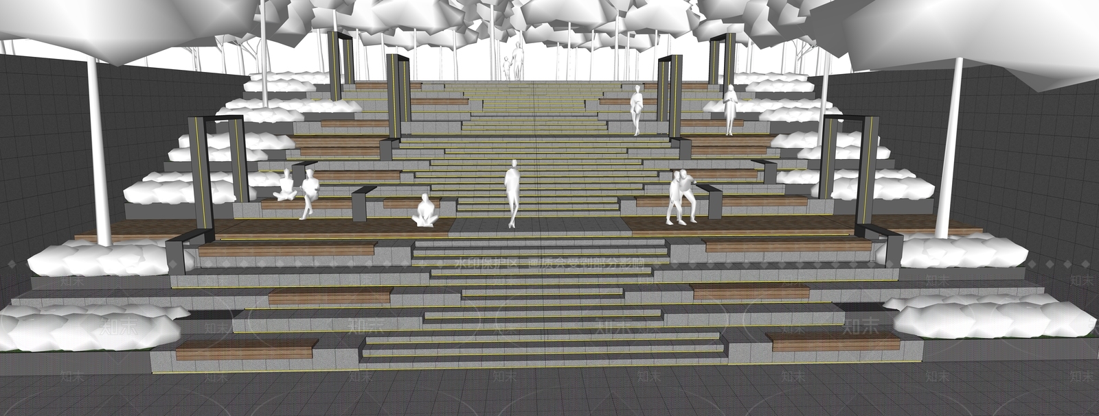 现代台阶景观SU模型下载【ID:1192440799】