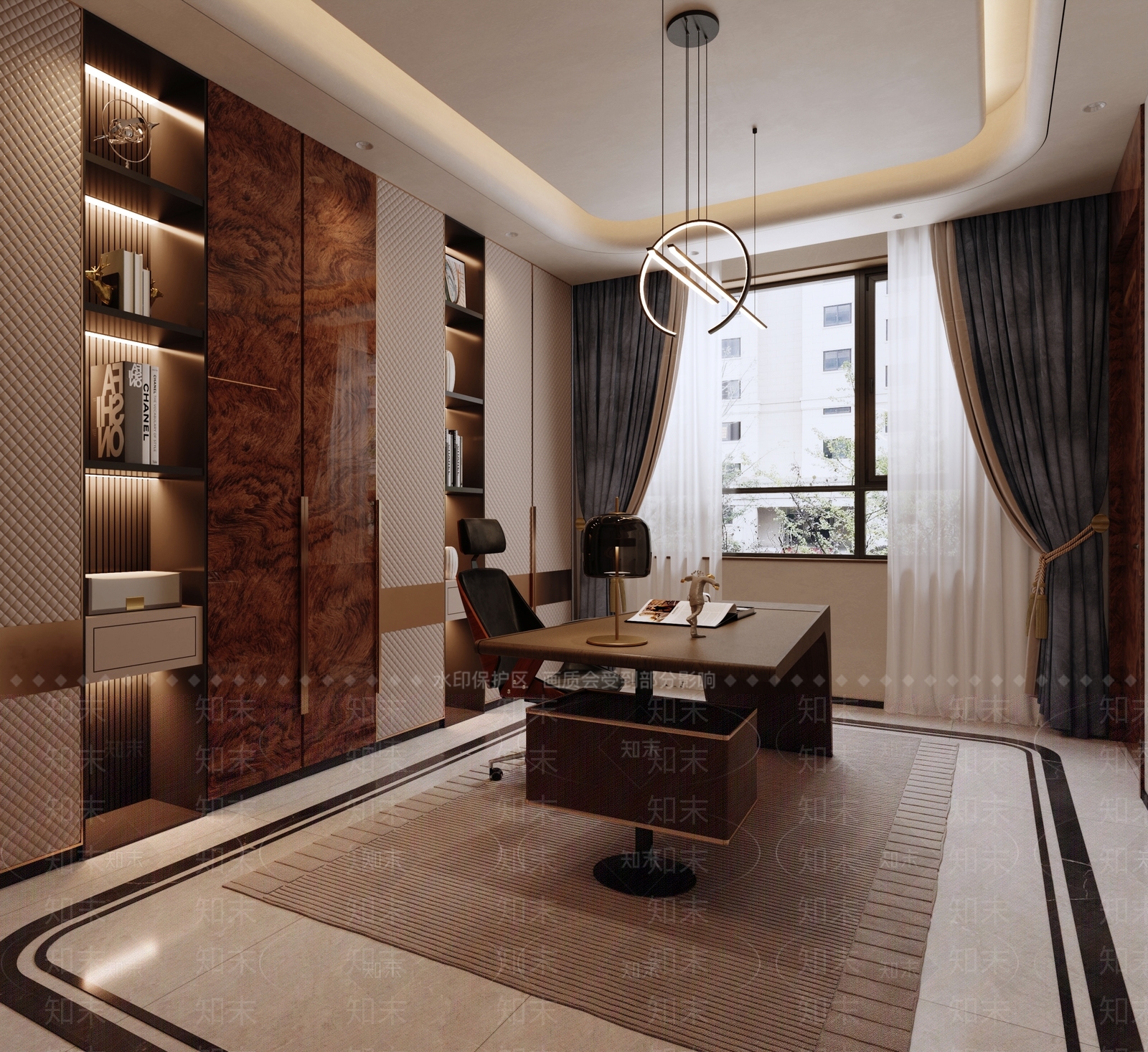 轻奢现代书房3D模型下载【ID:1192443024】