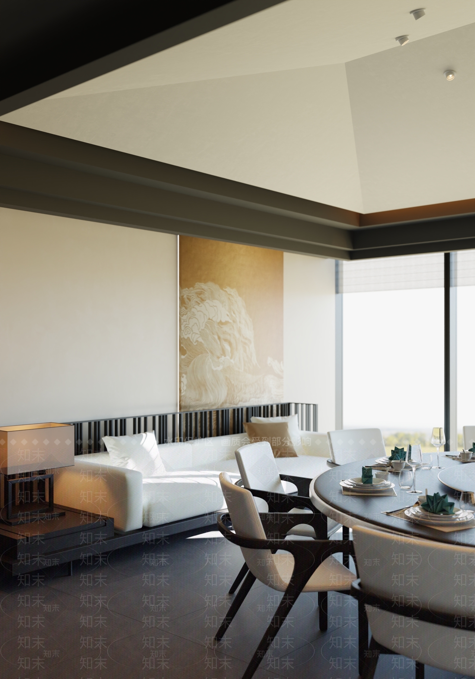 现代新中式包厢3D模型下载【ID:1192445641】