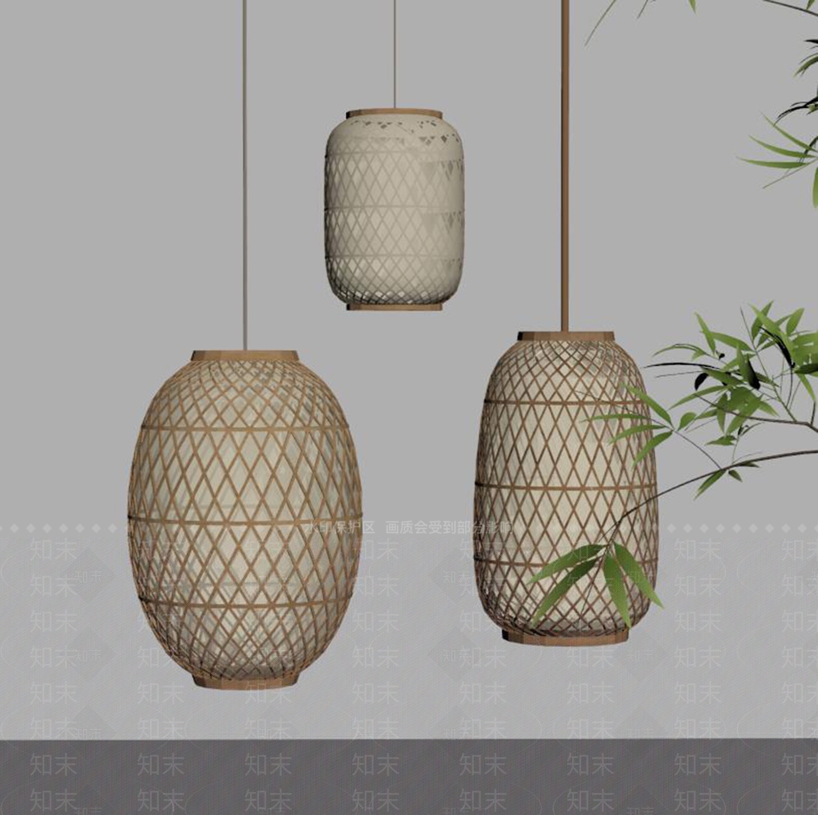 现代新中式灯笼SU模型下载【ID:1192446042】